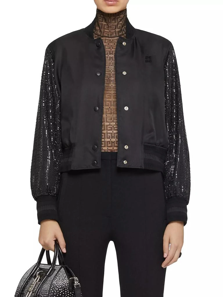 Givenchy Varsity Jacket In Silk And 4G Rhinestones 4