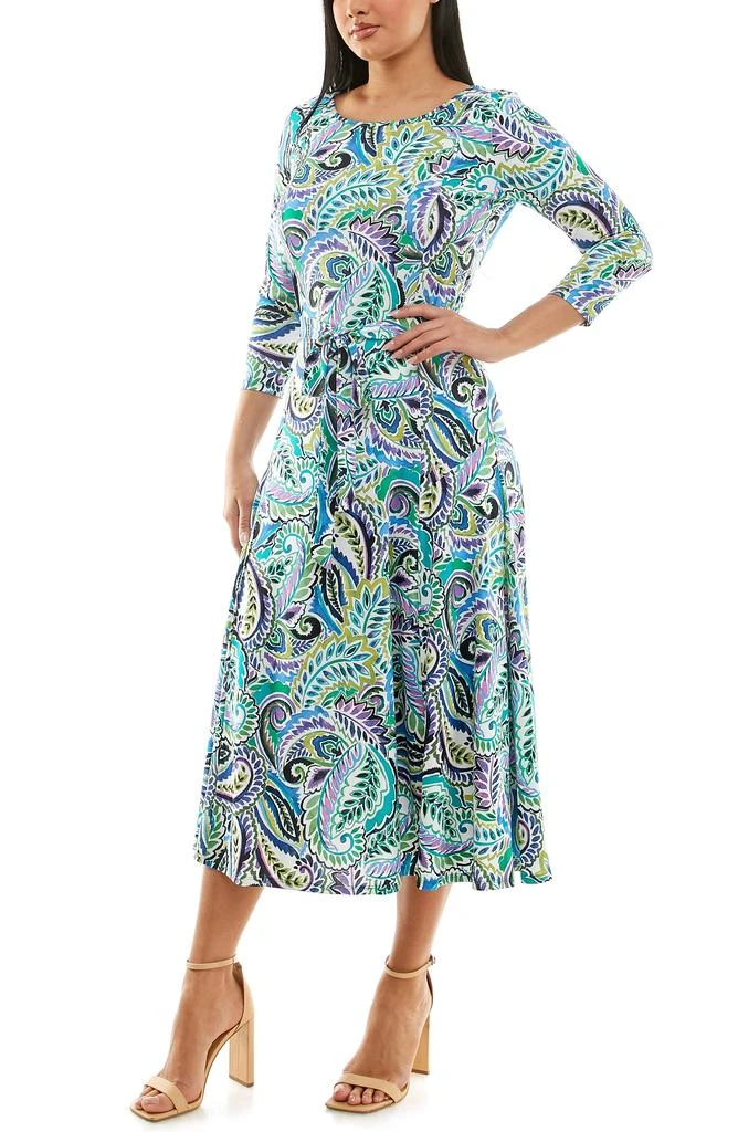 Nina Leonard Crewneck Three-Quarter Sleeve Midi Dress 4