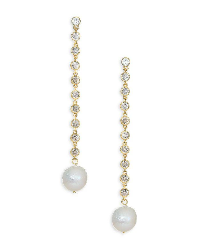 Ettika Jewelry Ettica Cultured Freshwater Pearl & Crystal Linear Drop Earrings 1