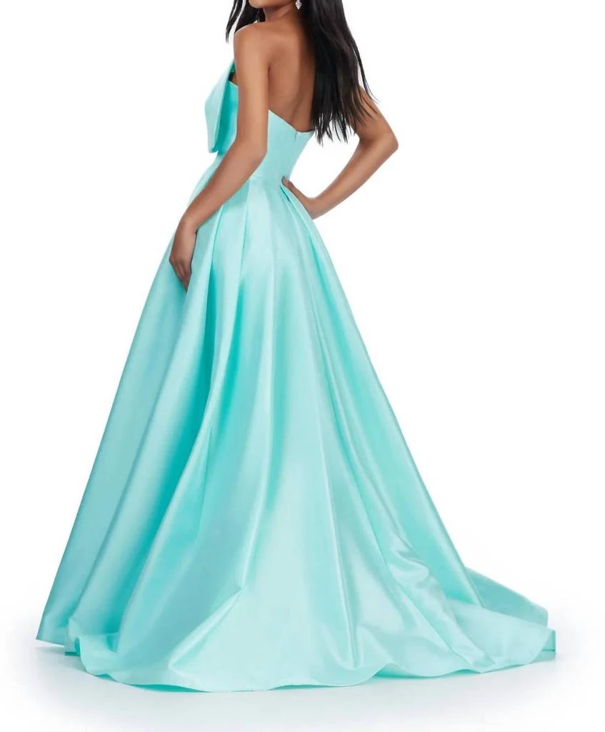 ASHLEYlauren V-Neck Oversized Bow Prom Ballgown In Aqua - Dresses & Skirts  - BeyondStyle
