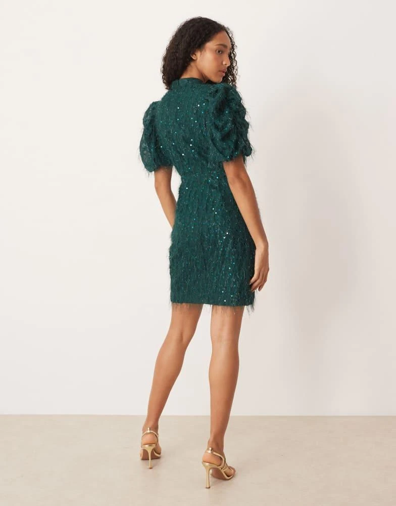 Shop YAS fluffy textured sequin mini dress in dark green on Sale at  BeyondStyle  Get 20% Off YAS fluffy textured sequin mini dress in dark  green with Limited-Time Flash Deals, Exclusive