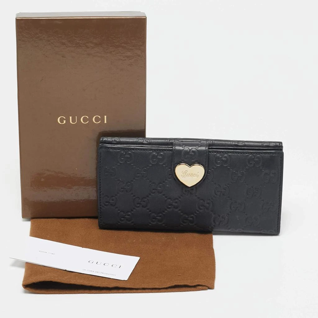 Gucci Gucci Black Guccissima Leather Heart Flap Continental Wallet 8