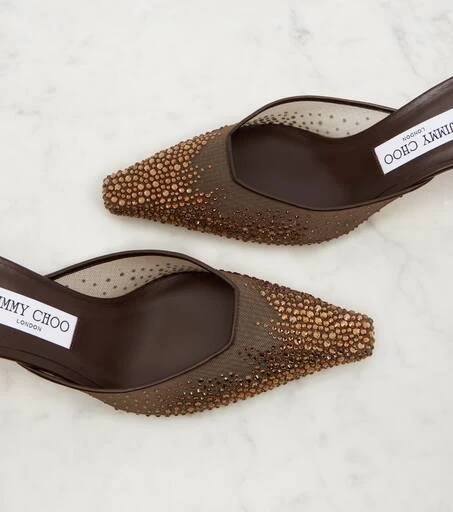 Jimmy Choo Vivi 65 crystal-embellished mesh mules 5