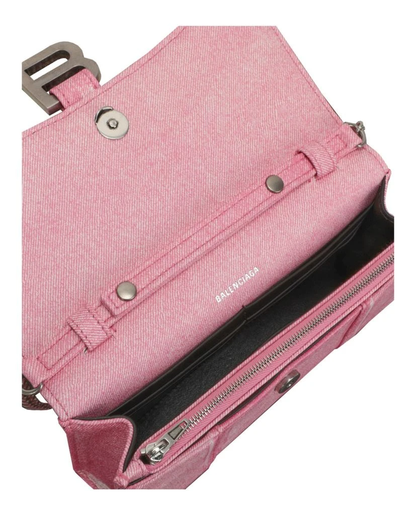 Balenciaga Denim Print Hourglass Wallet On A Chain 6