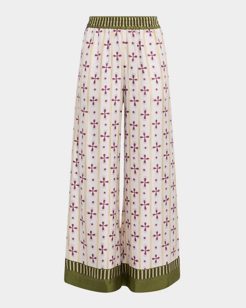 LA DOUBLE J Printed Silk Wide-Leg Palazzo Pants 1