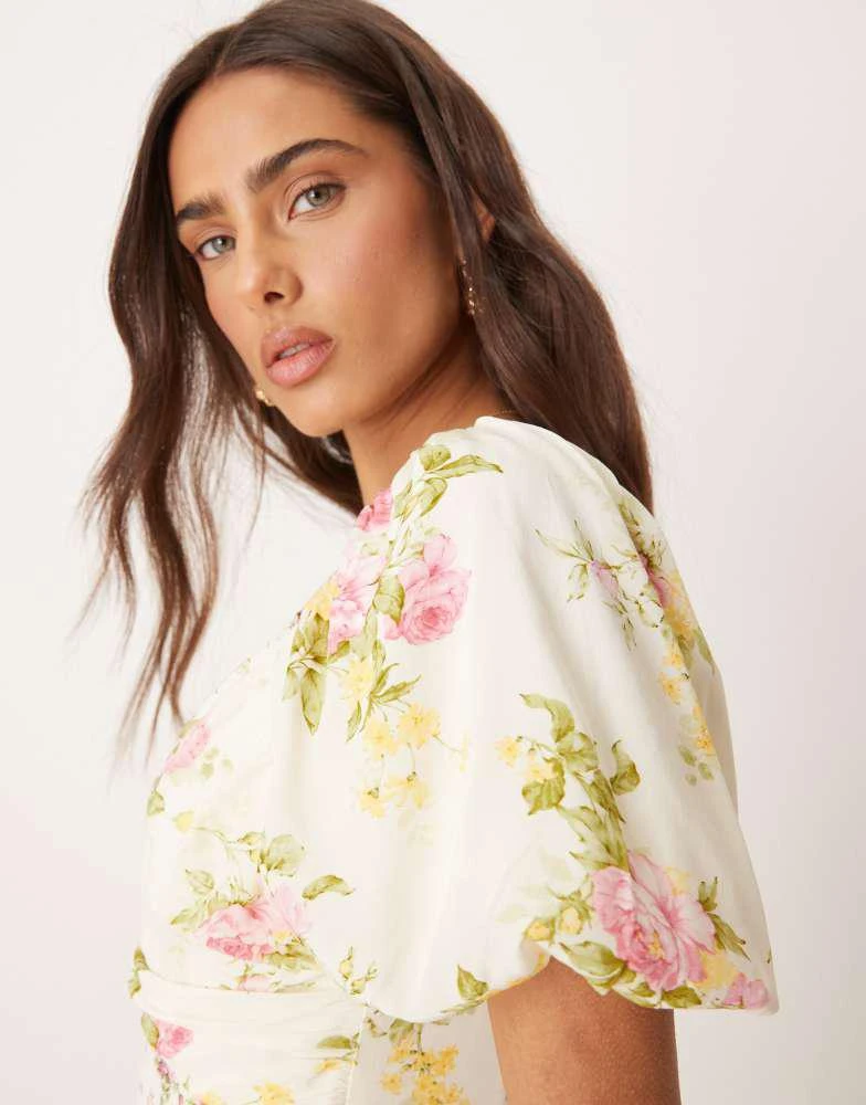 Nobody's Child Peony milkmaid midi dress in cream spliced floral  On Sale  Now with Up to 25% Off | Discover Exclusive Deals & Savings at BeyondStyle   Authentic Nobody's Child Home|women