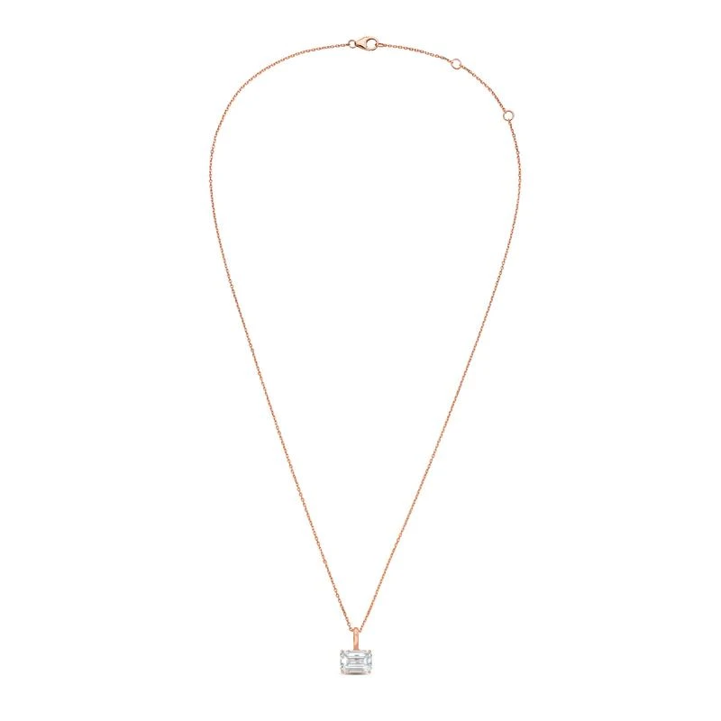 Diana M Jewels 14kt rose gold lab grown east/west emerald  cut diamond pendant weighing 6.00 ct on a solid bail 2