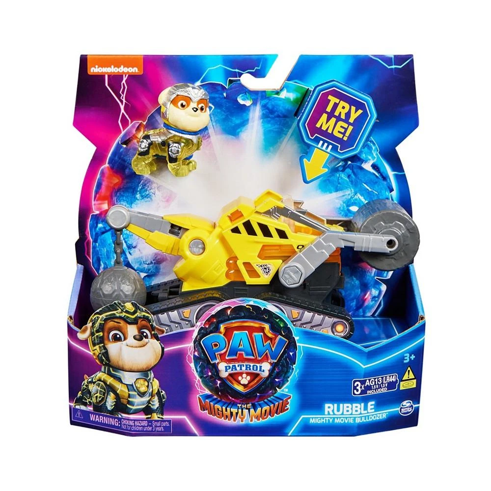 Paw Patrol The Mighty Movie, Construction Toy Truck with Rubble Mighty Pups Action Figure, Lights and Sounds, Kids Toys for Boys Girls 3 Plus 8