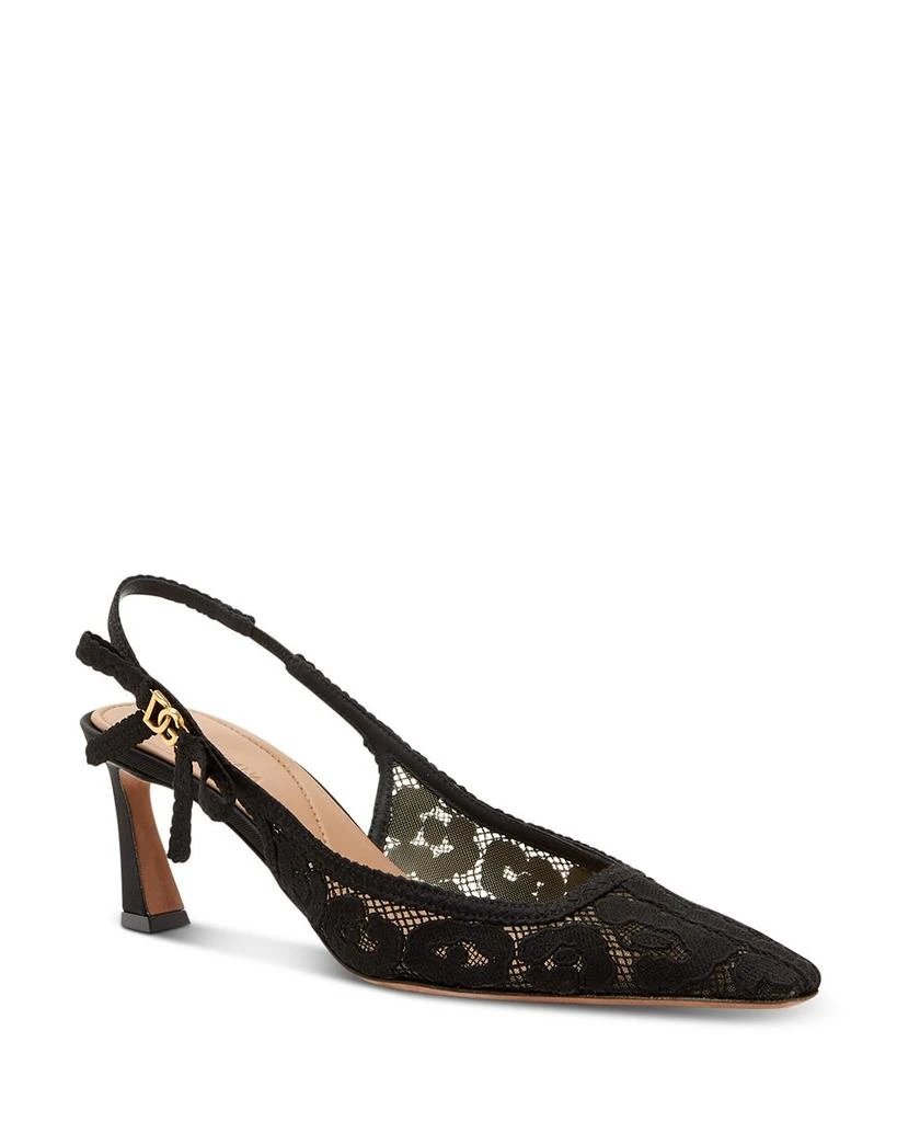 Dolce & Gabbana Women's Pointed Toe Lace Style High Heel Slingback Pumps 1