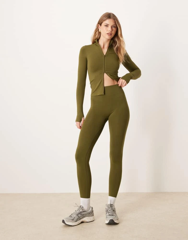 ASOS ASOS DESIGN seamless sculpting flat leggings in khaki 1