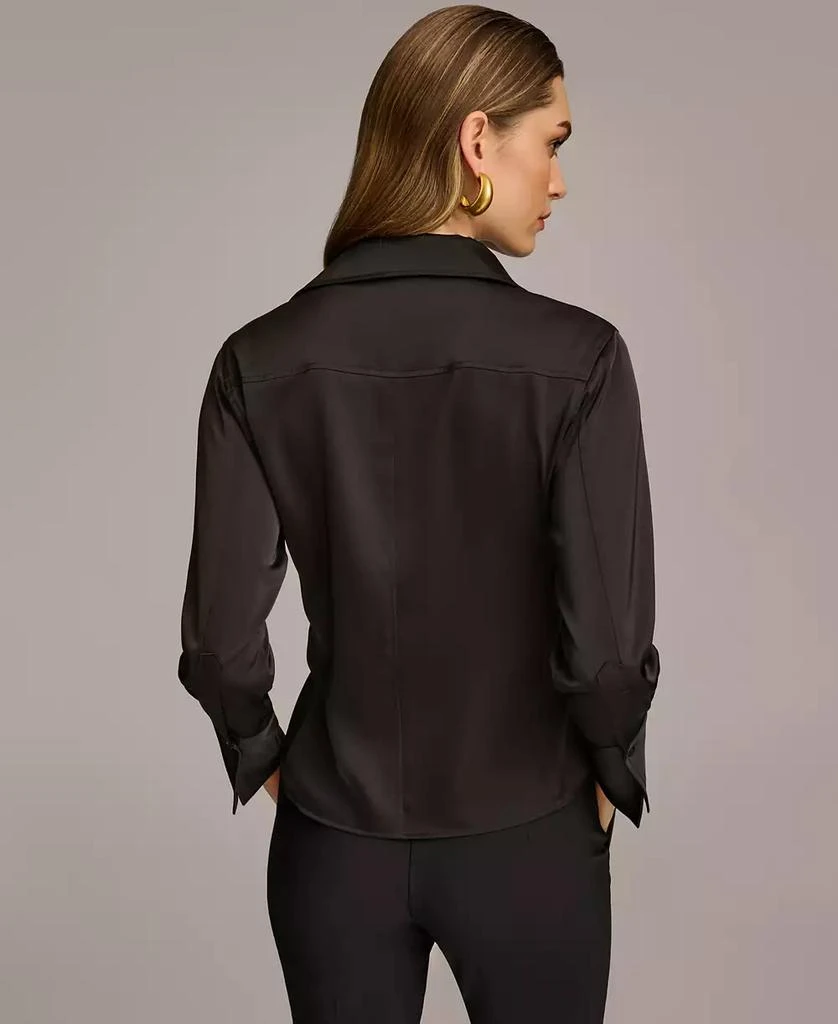 Donna Karan Women's Button Front Point Hem Top, Regular & Petite Sizes 2