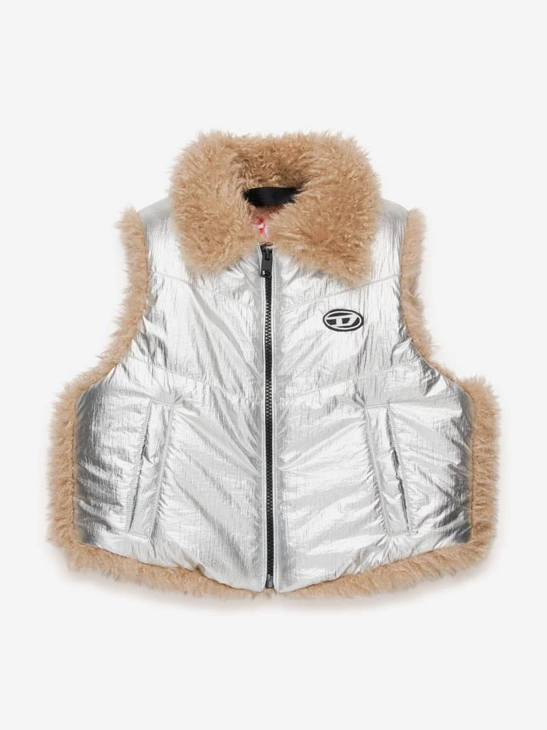 Diesel Diesel Girls Metallic Gilet in Silver 2