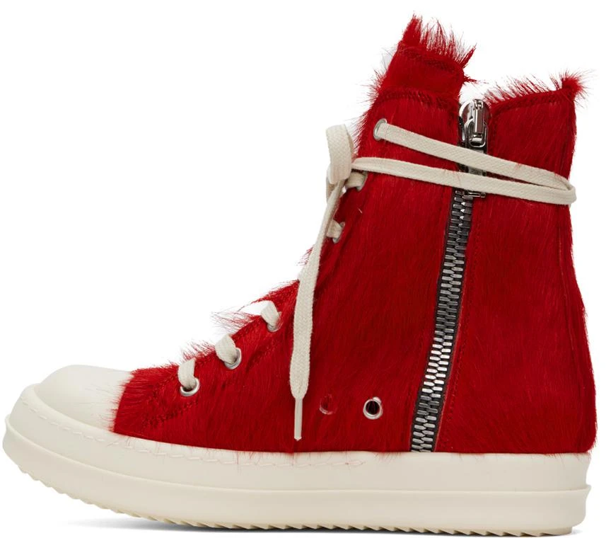 Rick Owens Red Unshaved Sneakers 3