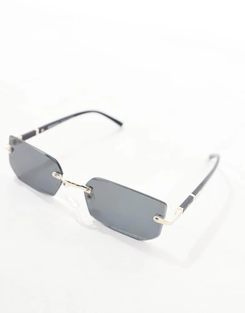 Bershka Bershka frameless sunglasses in black 2