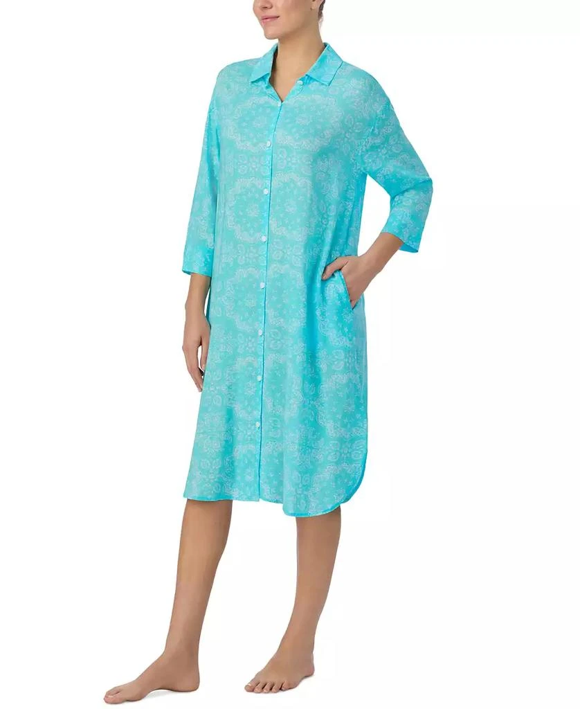 Ellen Tracy Women's Printed 3/4-Sleeve Midi Sleepshirt 3