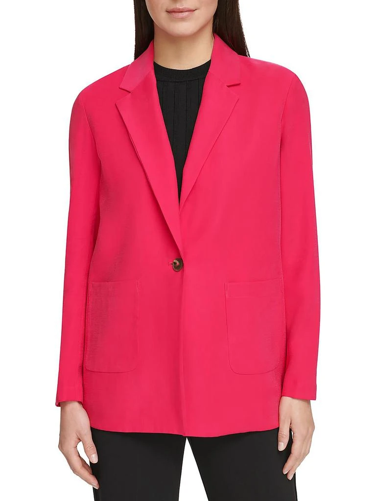 DKNY Womens Button Twill One-Button Blazer 1