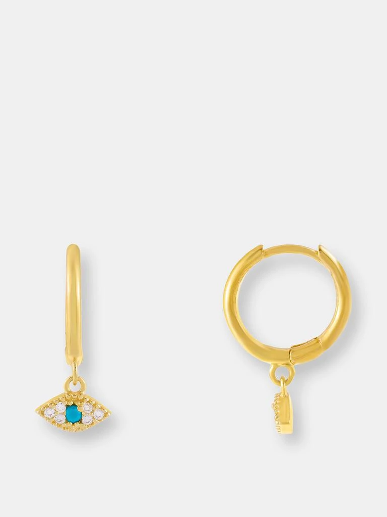 Adina's Jewels Pavé Mini Evil Eye Huggie Earring 1