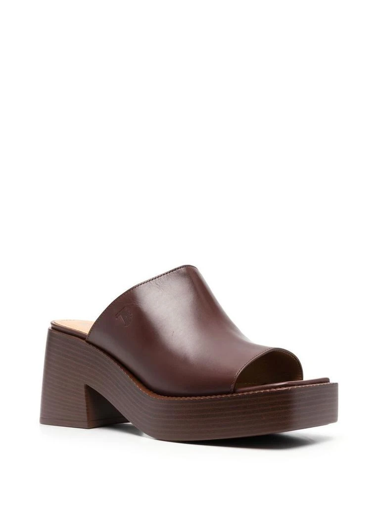 Tod's PLATFORM MULES IN BROWN LEATHER 2