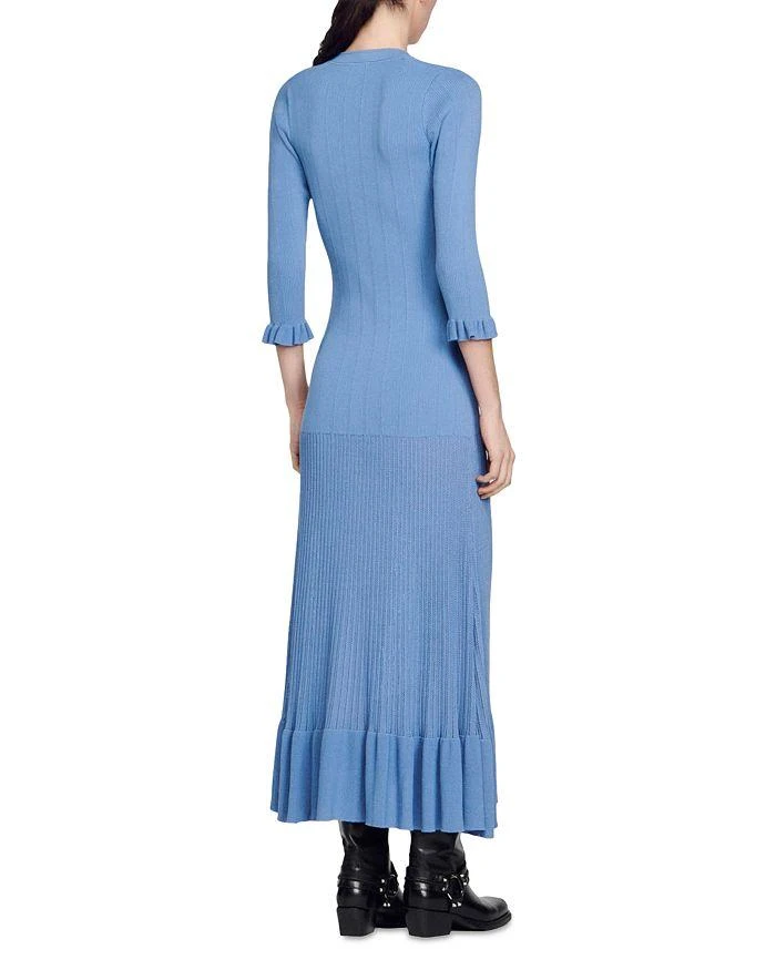 Sandro Lilwenn Mixed Ribbed Knit Midi Dress 2