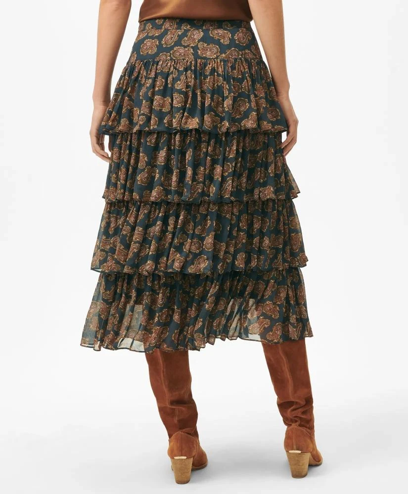 Brooks Brothers Tiered Skirt in Paisley Chiffon 4