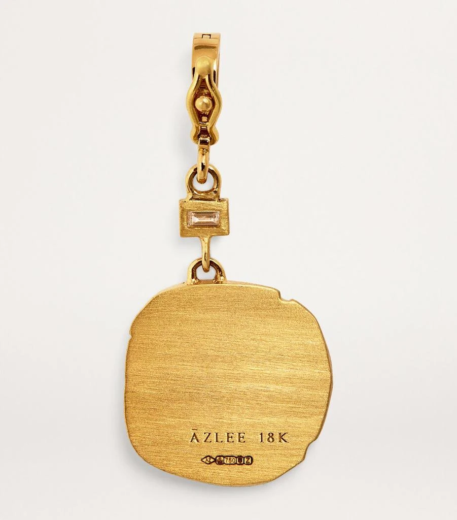 Azlee Small Yellow Gold and Diamond Owl of Athena Coin Charm 3