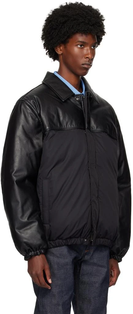 Calvin Klein Black Paneled Leather Down Bomber Jacket 2