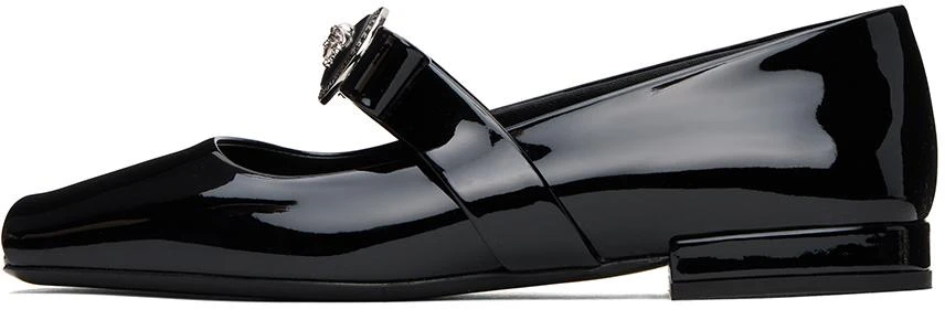 Versace Black Gianni Ribbon Open Patent Ballerina Flats 3