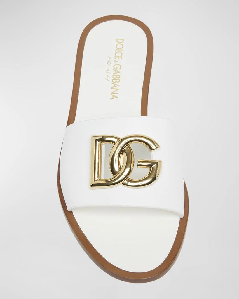 Dolce & Gabbana DG Medallion Leather Flat Sandals 6
