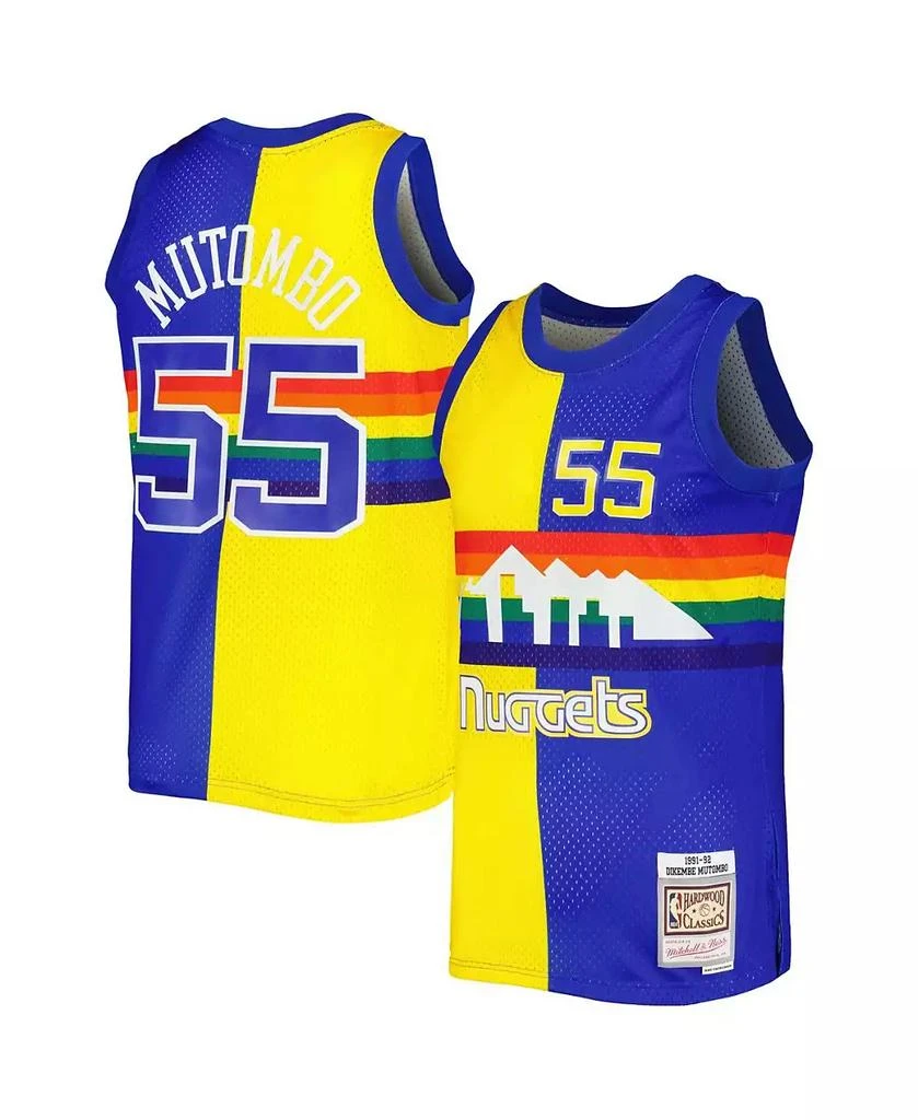 Mitchell & Ness Men's Dikembe Mutombo Royal, Gold Denver Nuggets Hardwood Classics 1991-92 Split Swingman Jersey 1