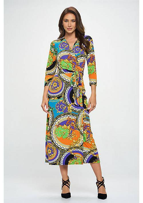 Renee C. C. Jersey Wrap Midi Dress