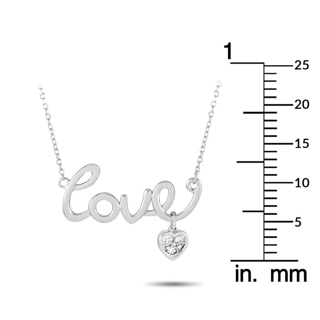 Non Branded 14K White Gold 0.10 ct Diamond Love Pendant Necklace 4