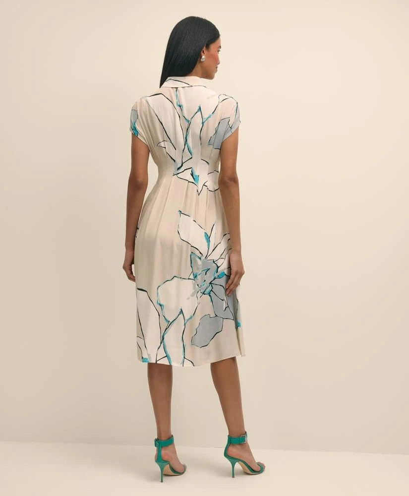 Brooks Brothers Crepe A-Line Abstract Print Shirt Dress 4