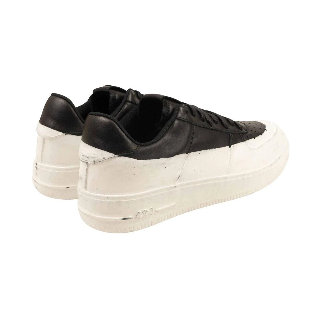 424 ON FAIRFAX Black Wax Dip Low Leather Sneakers 4