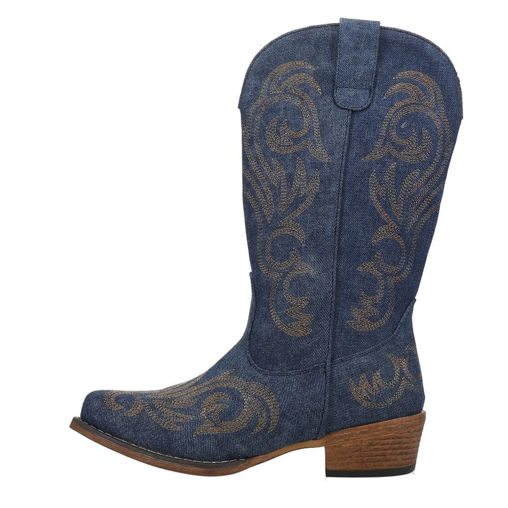 Roper Riley Denim Embroidered Snip Toe Cowboy Boots 3