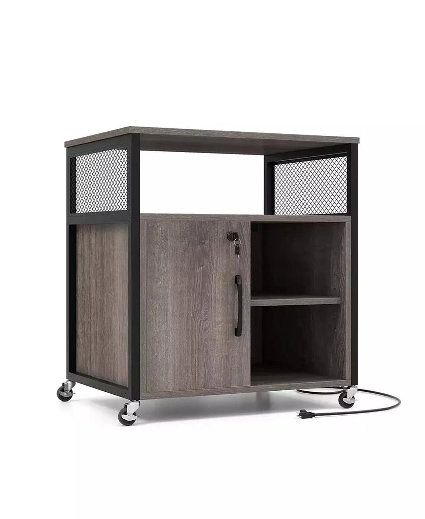 GOUUN File Cabinet on Wheels with Charging Station and Cable Management Hole