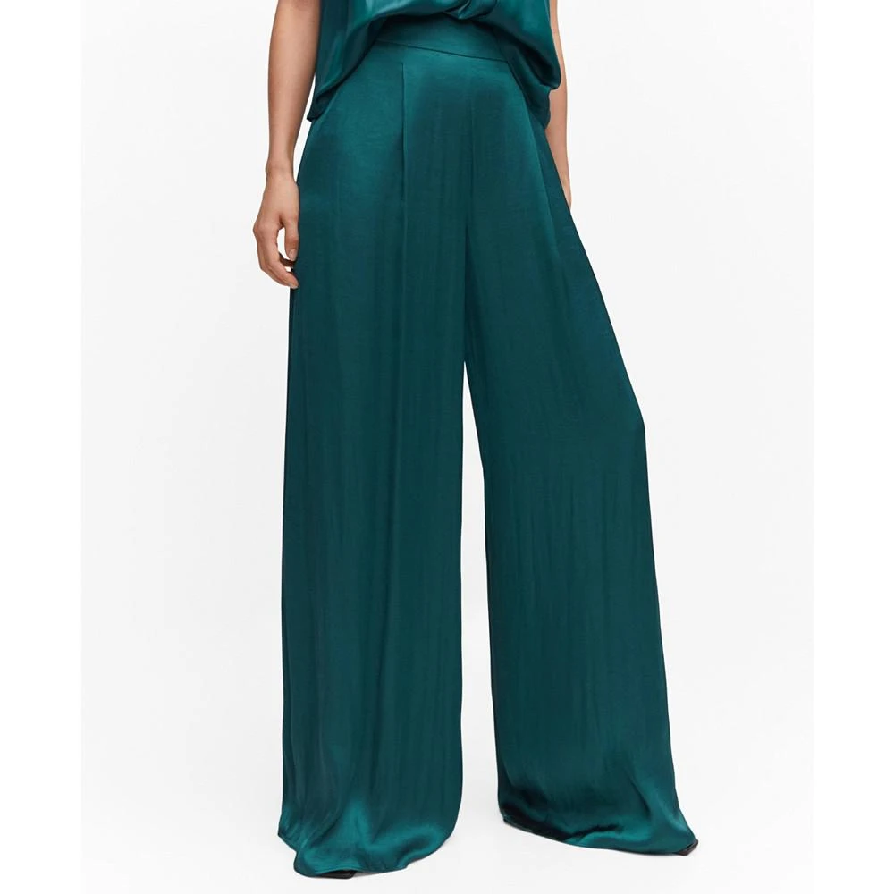 Mango Women's Satin Wide Leg Trousers 1