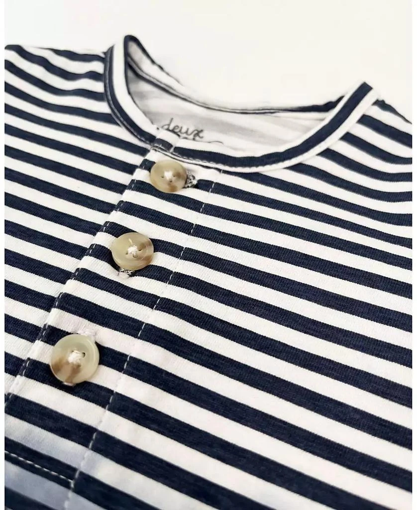 Deux par Deux Baby Boys Cotton Romper Blue Gradient Stripes 3