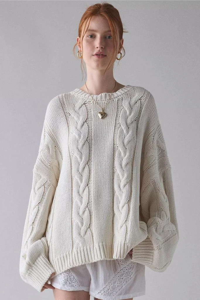 BDG BDG Skylar Oversized Crew Neck Cable Knit Sweater 1
