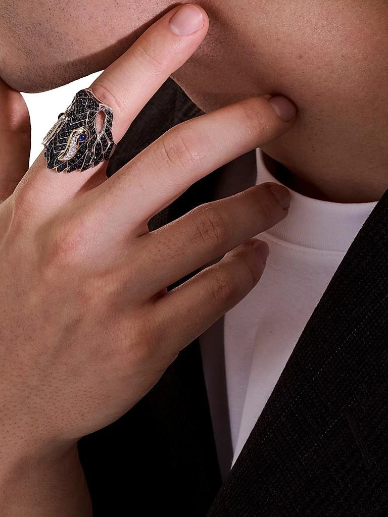 John Hardy Naga Dragon Sterling Silver, 14K Yellow Gold & Multi-Gemstone Saddle Ring 3