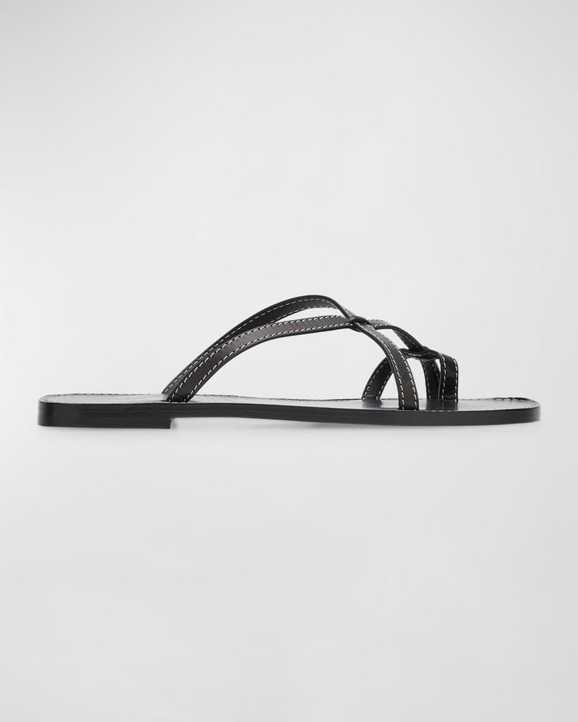 The Row Link Leather Toe-Loop Slide Sandals