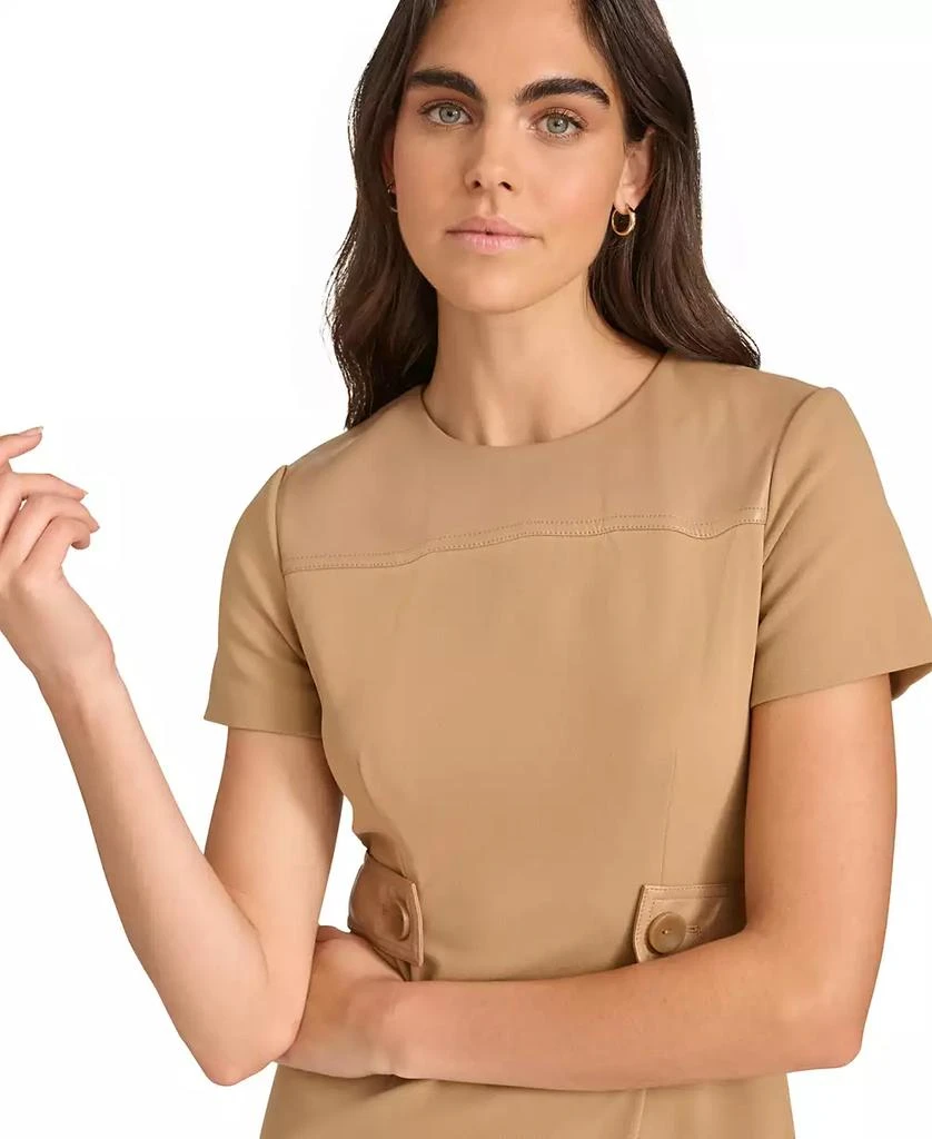 Calvin Klein Women's Faux-Leather-Trim A-Line Dress 5