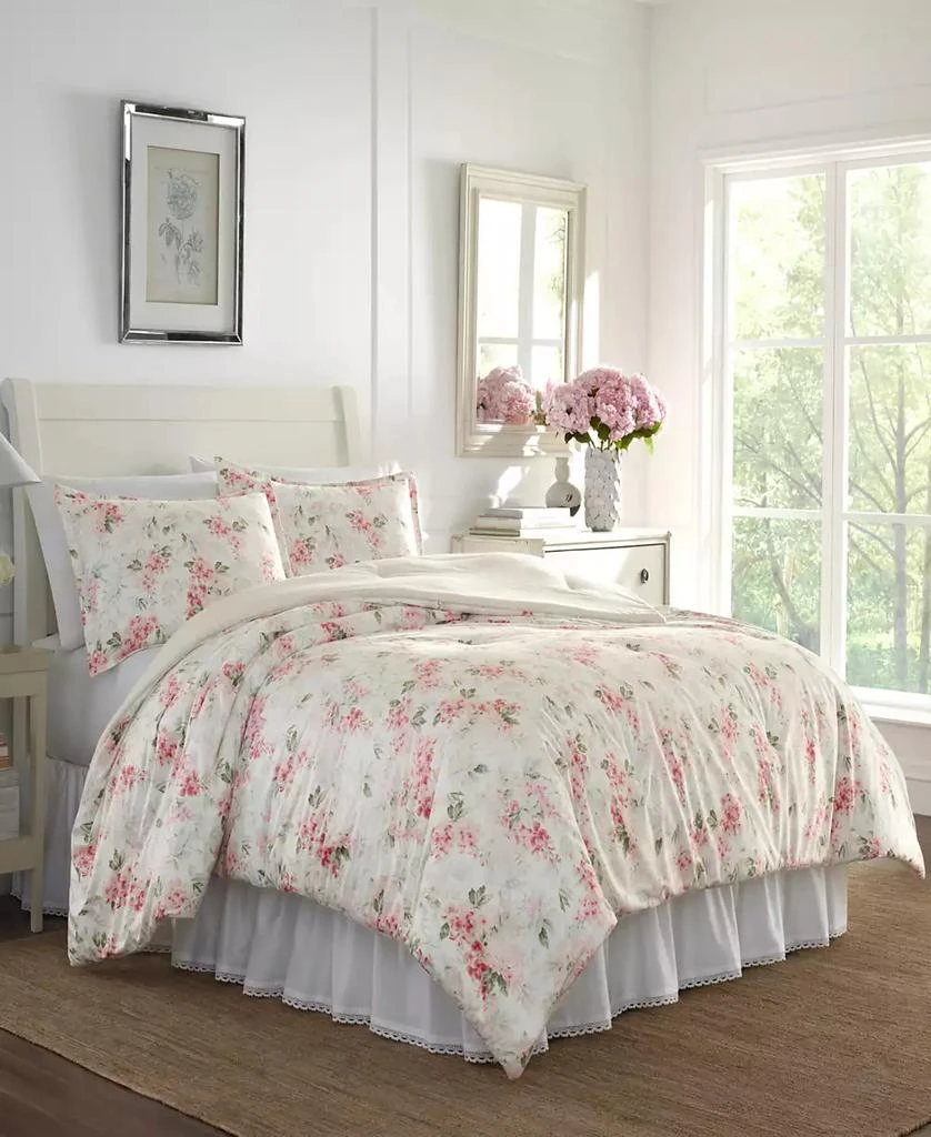 Laura Ashley Wisteria Faux Velour 3 Piece Comforter Set 2