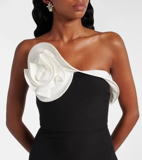 ROLAND MOURET Floral-appliqué draped crêpe gown 4
