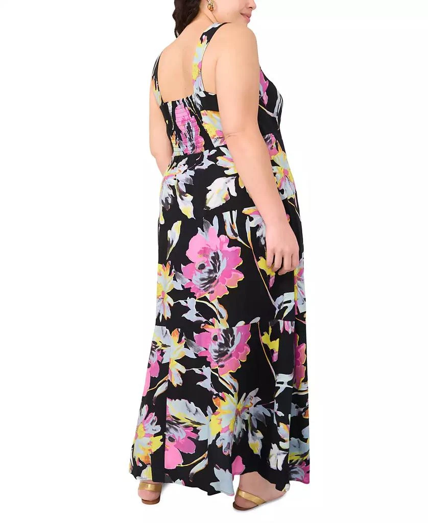 Vince Camuto Plus Size Floral Square-Neck Smocked-Back Sleeveless Maxi Dress 2