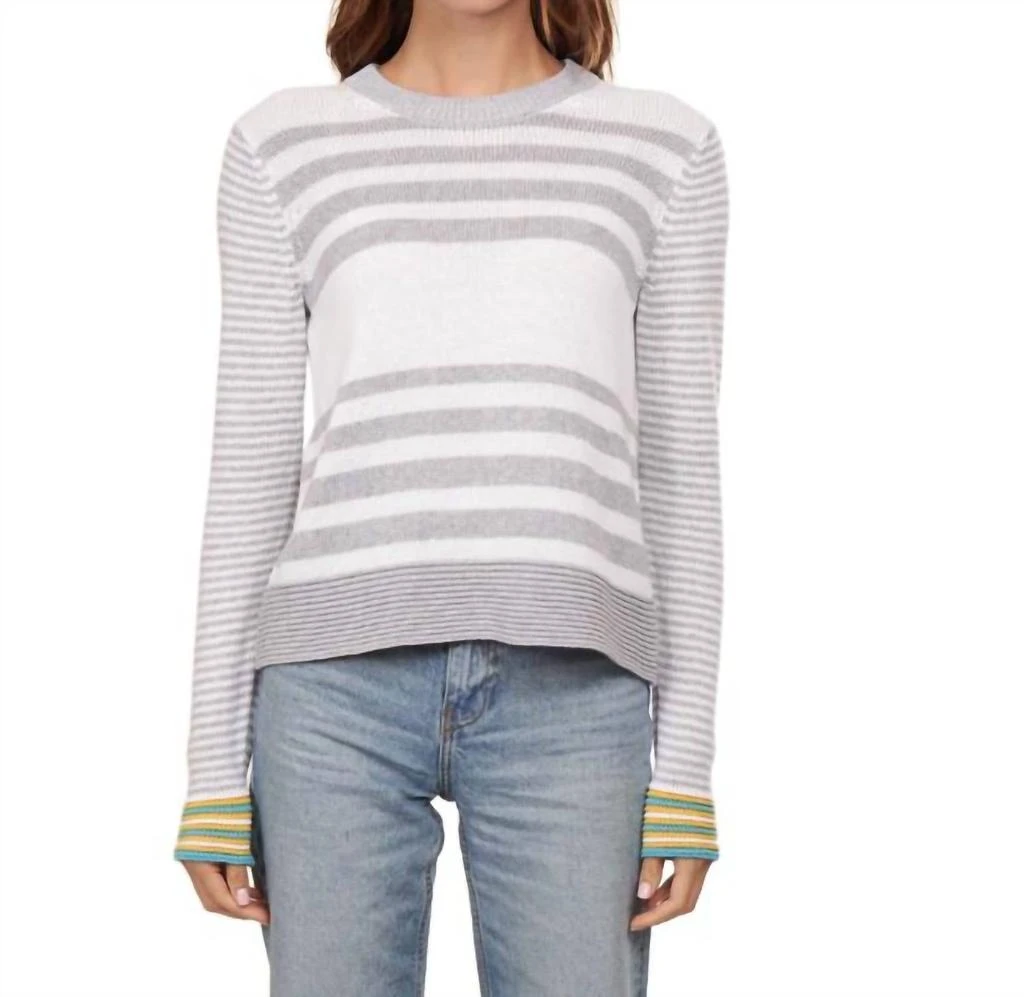 Autumn Cashmere Autumn Cashmere - Boxy Stripe Crew w/ Tuck Stitch 1
