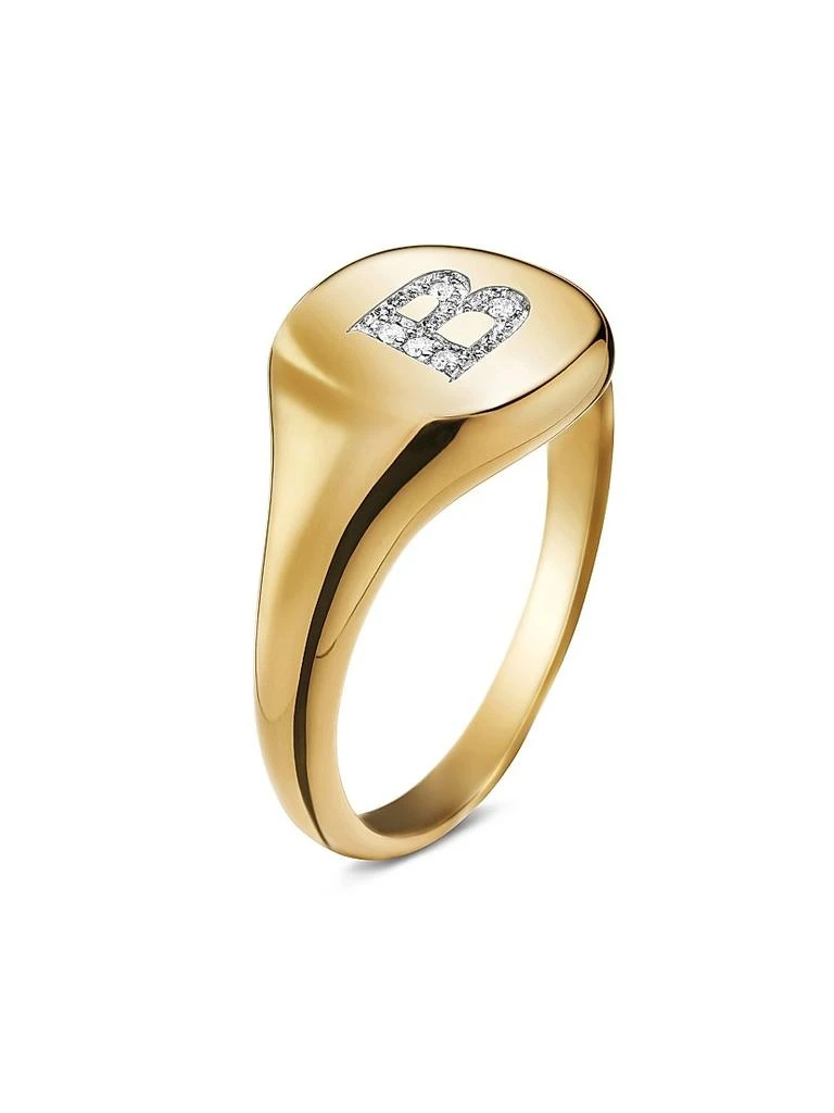 David Yurman DY Initial Pinky Ring in 18K Yellow Gold 2