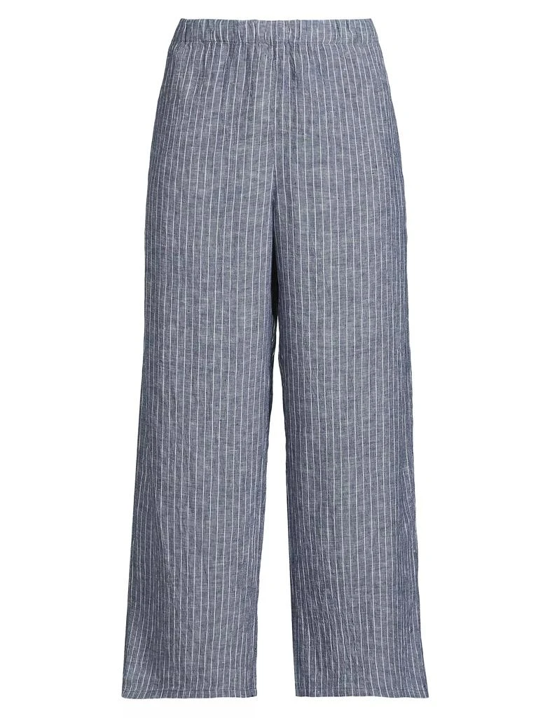 Eileen Fisher Striped Linen Elasticized Wide-Leg Pants 1