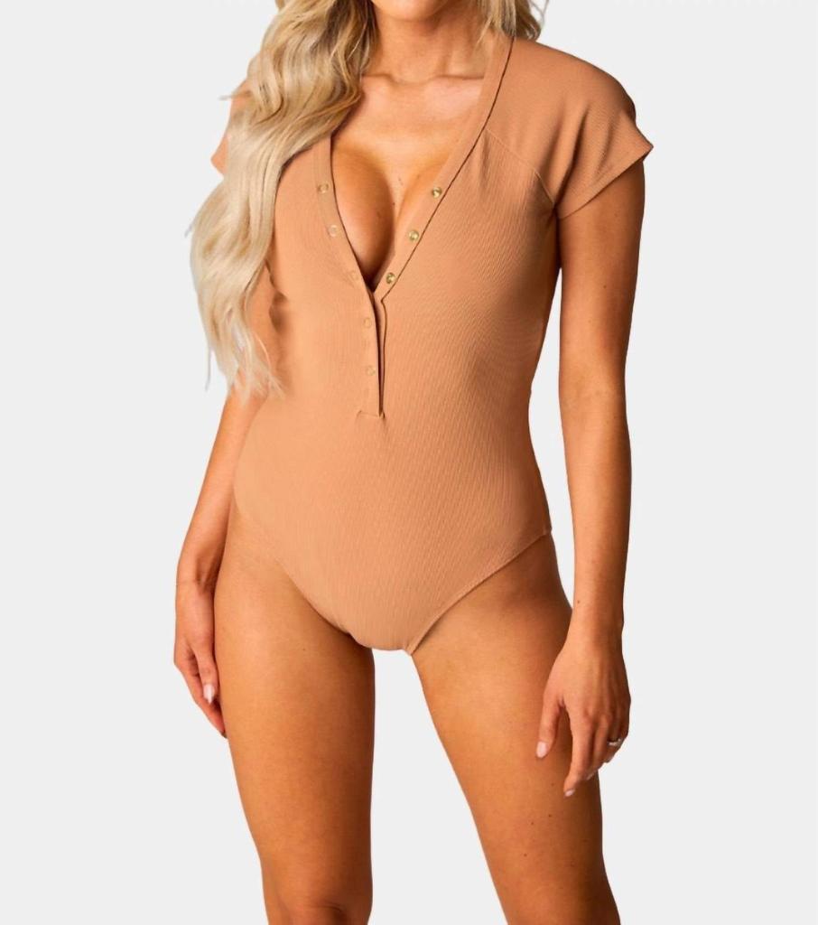BUDDYLOVE Buddylove - Mona Button Detail Short Sleeve One Piece Swimsuit