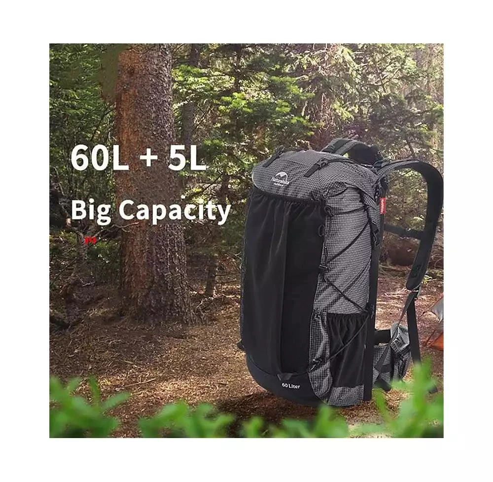 Naturehike 60L+5L Hiking Backpack – Waterproof, Lightweight Mountain Bag with Rain Cover 
Shoe Compartment for Camping 
Travel 9