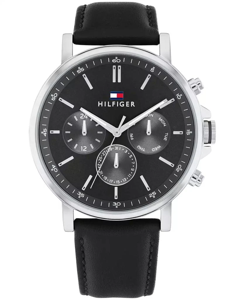 Tommy Hilfiger Men's Multifunction Black Leather Watch 43mm 1